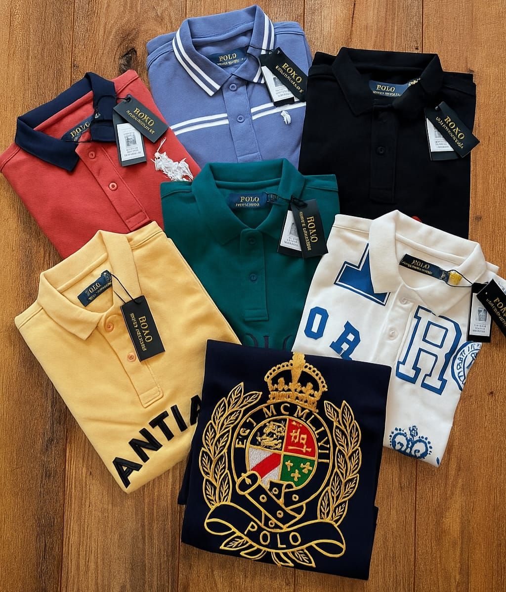 ​Ralph Lauren Premium Quality Cotton Collar Neck Half Sleeve Men&#39;s T-shirt - 55 Pc