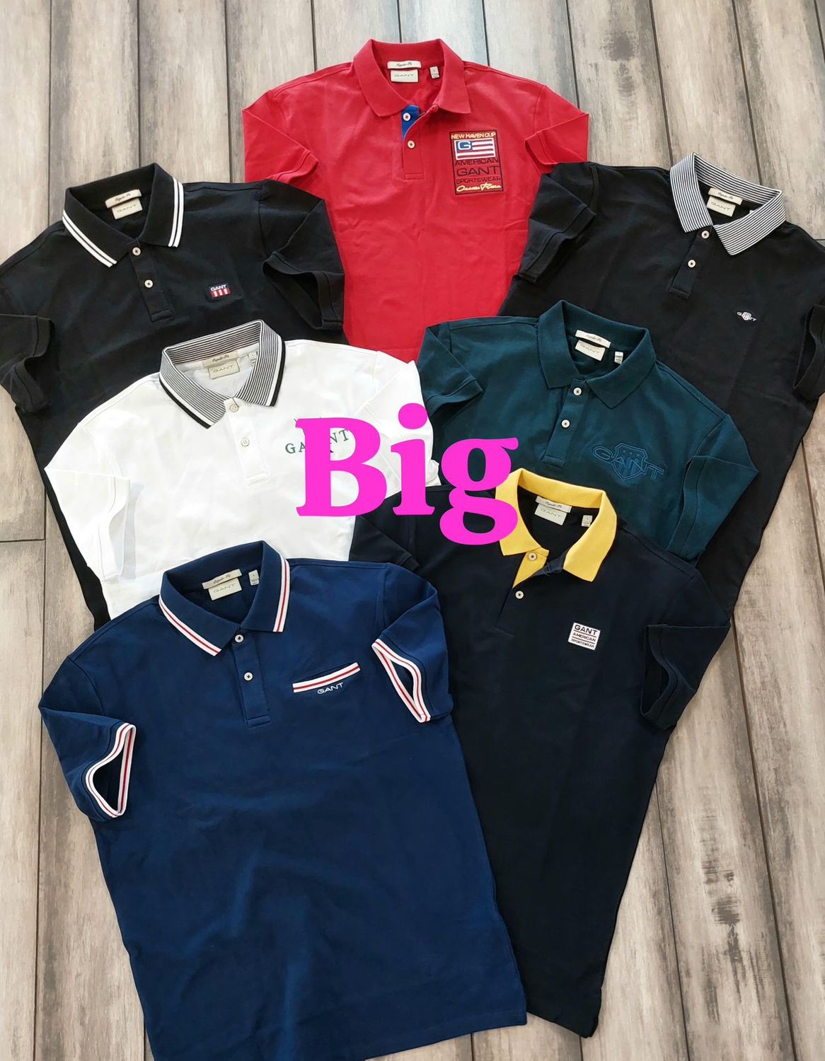 Gant ( Big Size ) Premium Quality Collar Neck Half Sleeve Men&#39;s T-shirt - 45 Pc