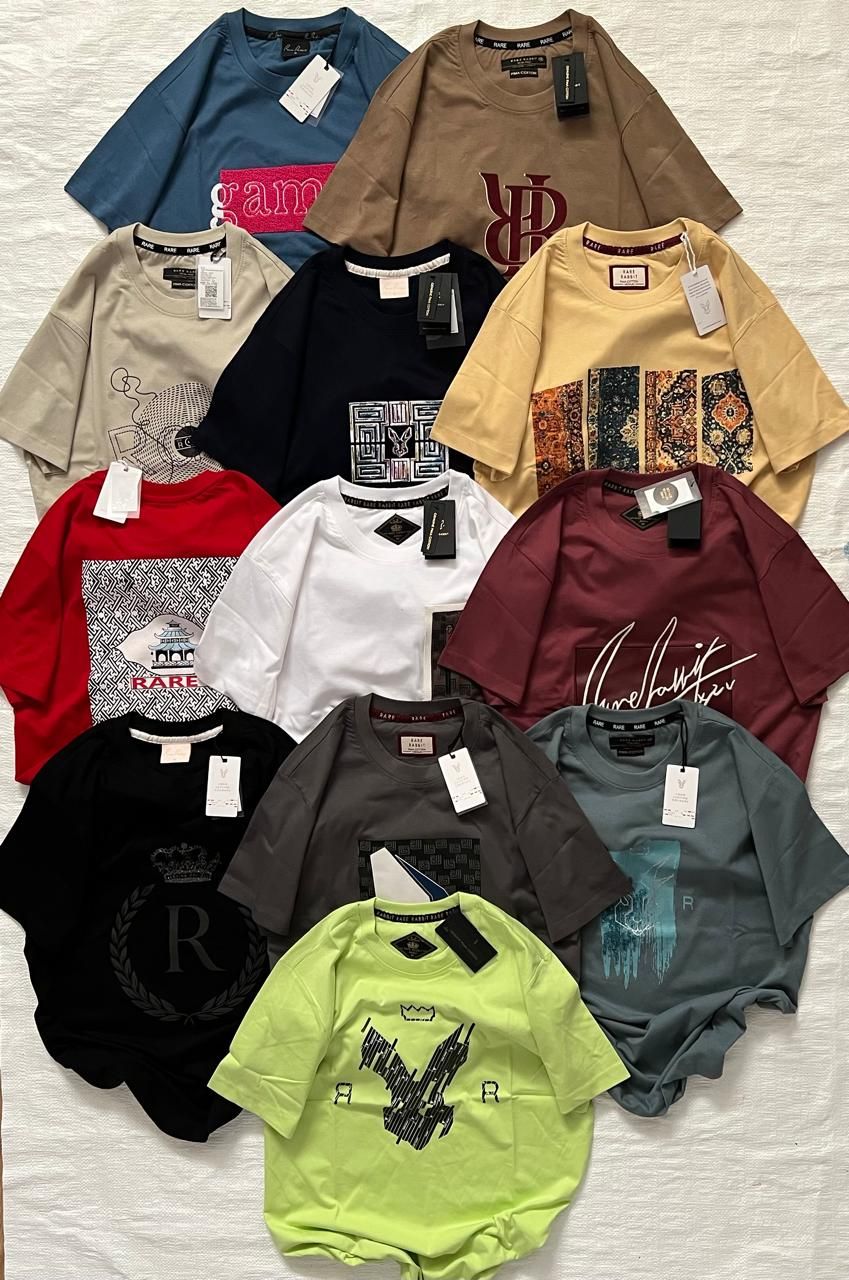 ​Rare Rabbit Premium Quality Lycra Crew Neck Half Sleeve Men&#39;s T-shirt - 77 Pc