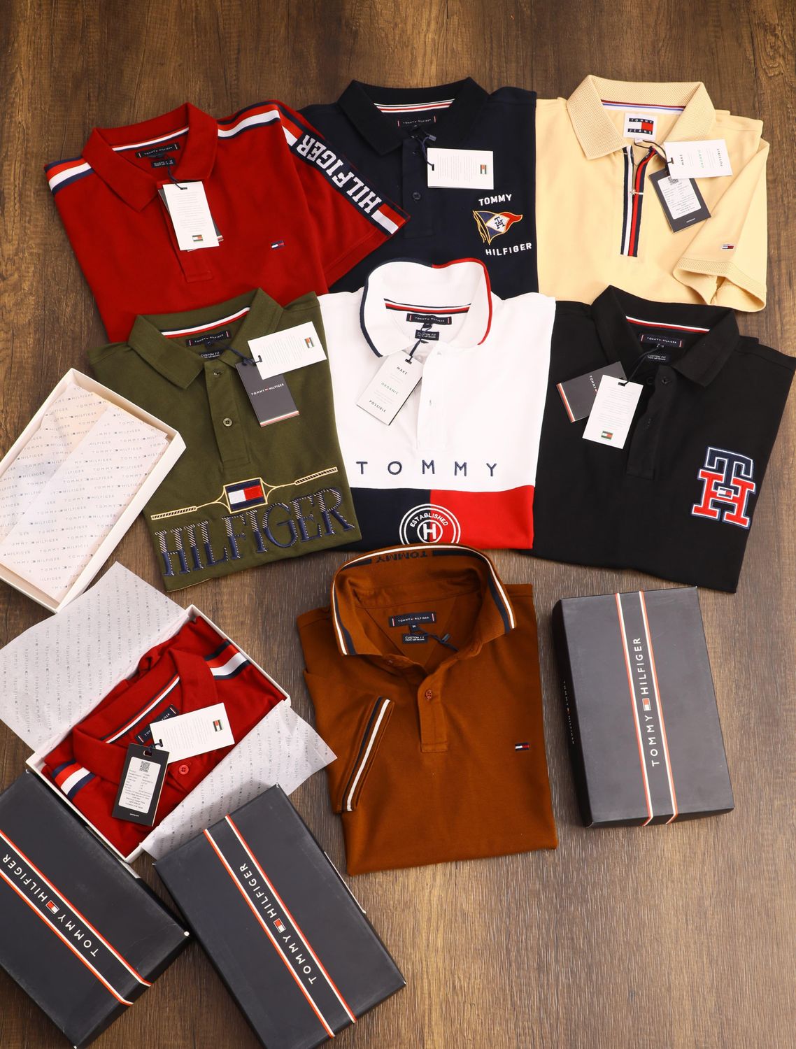 ​TOMMY HILFIGER Premium Quality Cotton Collar Neck Half Sleeve Men&#39;s T-shirt - 45 Pc