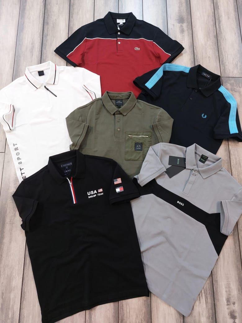 Multy Branded Premium Quality Collar Neck Half Sleeve Men’s Polo T-Shirts - 46 Pc