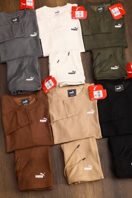 ​Puma Premium Quality Round Neck Full Sleeve T-shirt &amp; Shorts Men&#39;s Co-ord Set - 25 Pc