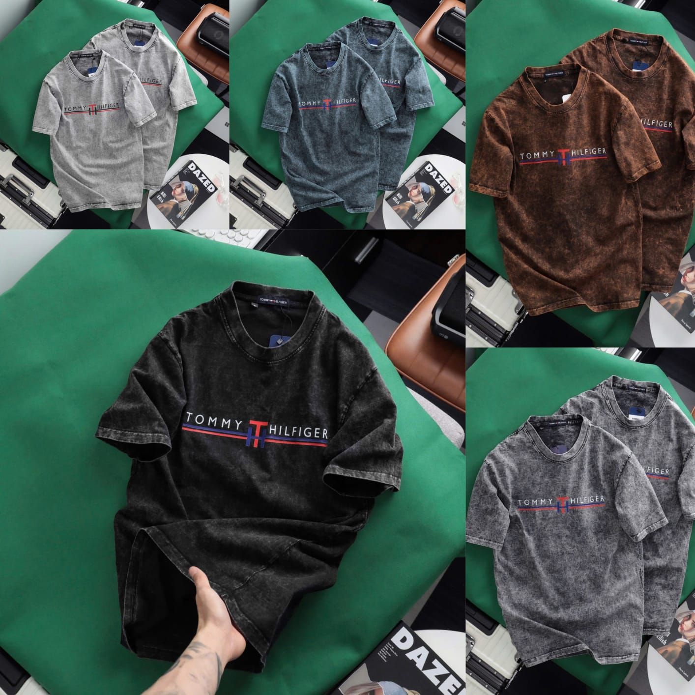 TOMMY HILFIGER Premium Quality Cotton Crew Neck Half Sleeve Men&#39;s T-shirt - 32 Pc