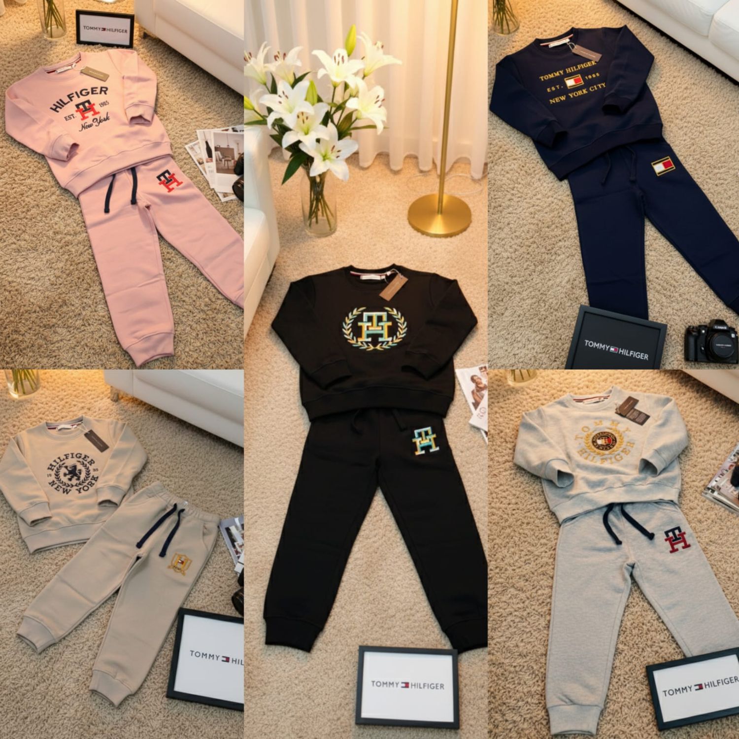 TOMMY HILFIGER Premium Quality Kids Round Neck Full Sleeve T-shirt &amp; Pant Kids Co-ord Set - 40 Pc