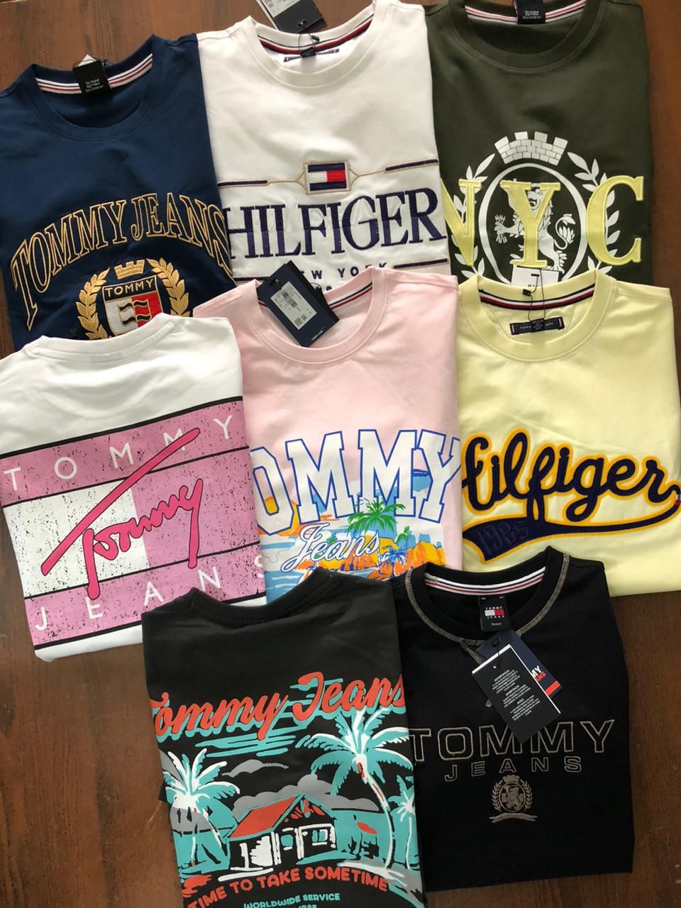 ​Tommy Hilfiger Premium Quality 4 Way Lycra Crew Neck Half Sleeve Men&#39;s T-shirt - 66 Pc