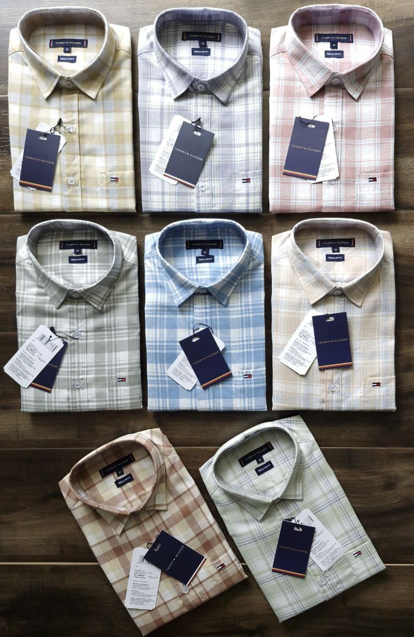 Tommy Premium Quality imported Linen Chex Collar Neck Full Sleeve Men&#39;s Shirt - 38 Pc