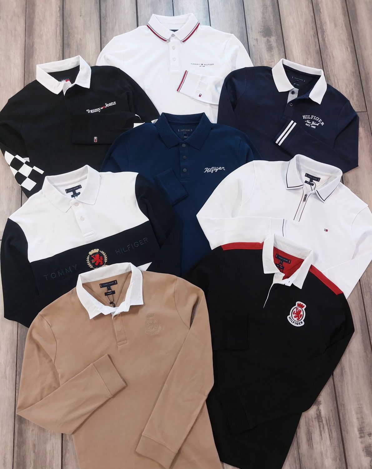 ​Tommy Hilfiger Premium Quality Collar Neck Full Sleeve Men&#39;s T-shirt - 68 Pc