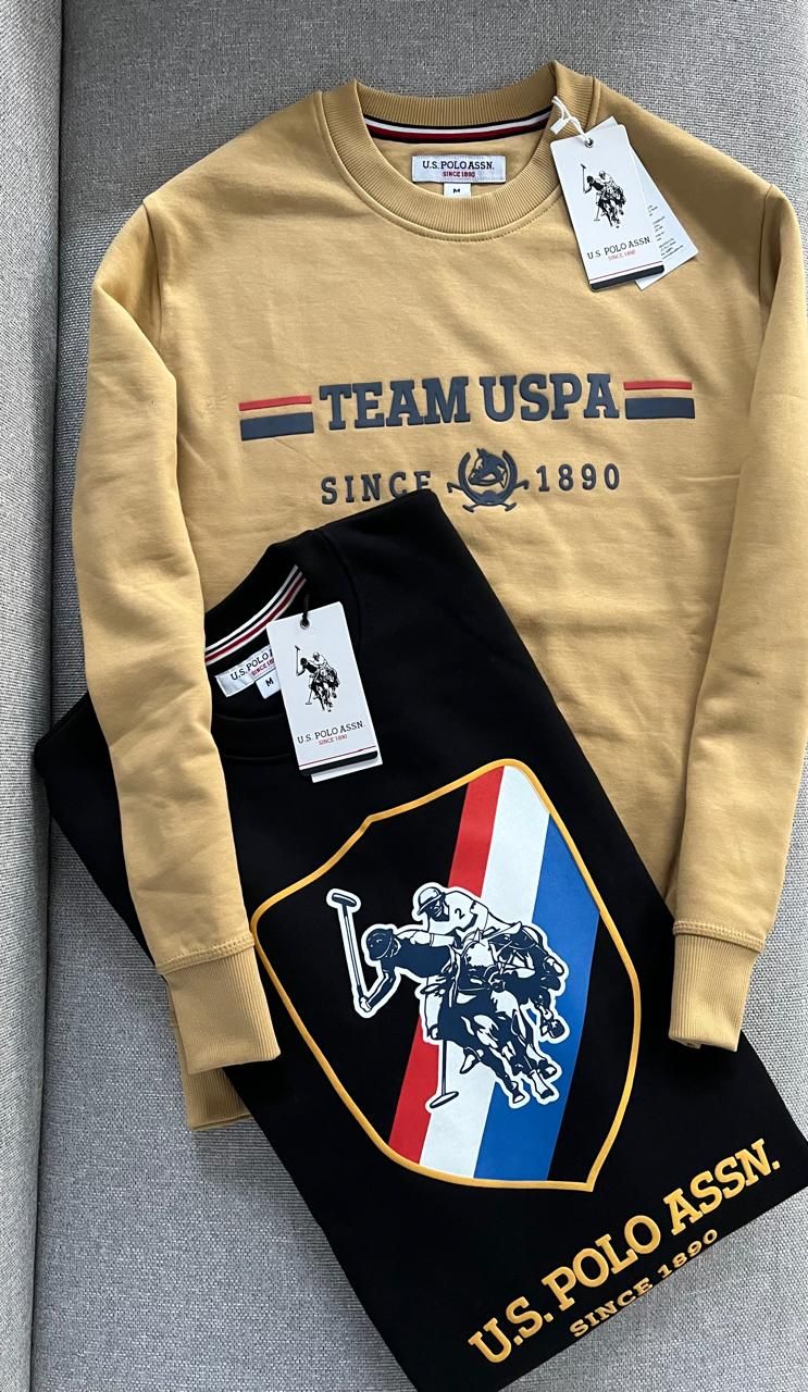 Us Polo Assn. Premium Quality Poly Cotton Round Neck Full Sleeve Men&#39;s T-shirt - 58 Pc