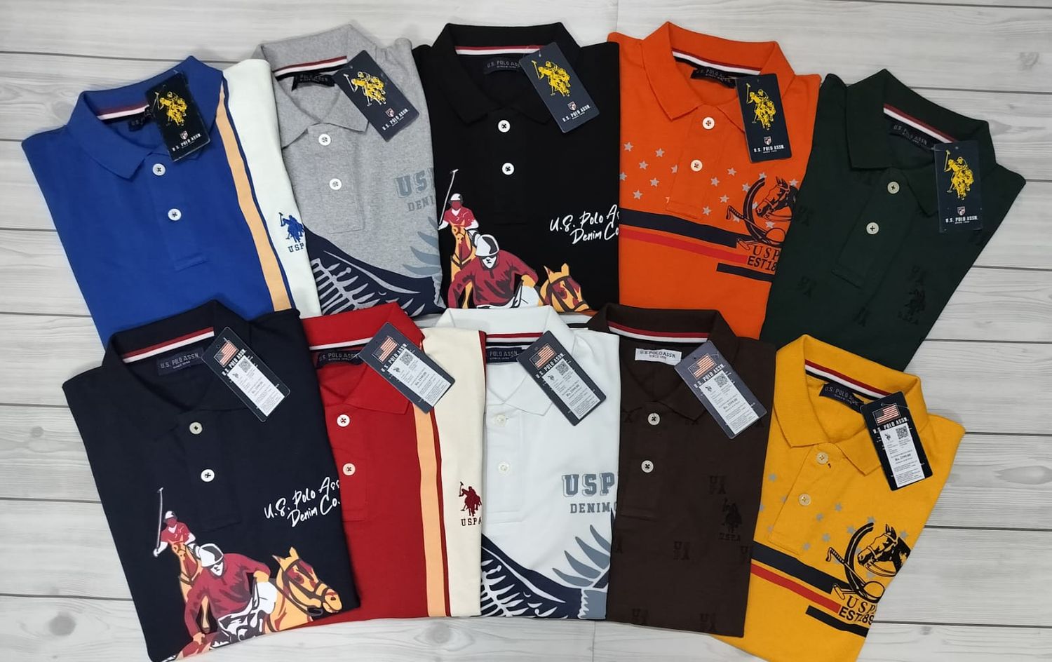 Us Polo Assn Premium Quality Cotton Collar Neck Half Sleeve Men&#39;s T-shirt - 42 Pc