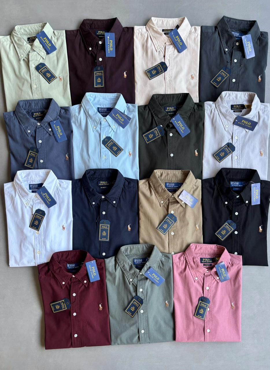 Ralph Lauren Premium Quality Rfd Twill Fabric Collar Neck Full Sleeve Men&#39;s Original Shirt - 125 Pc