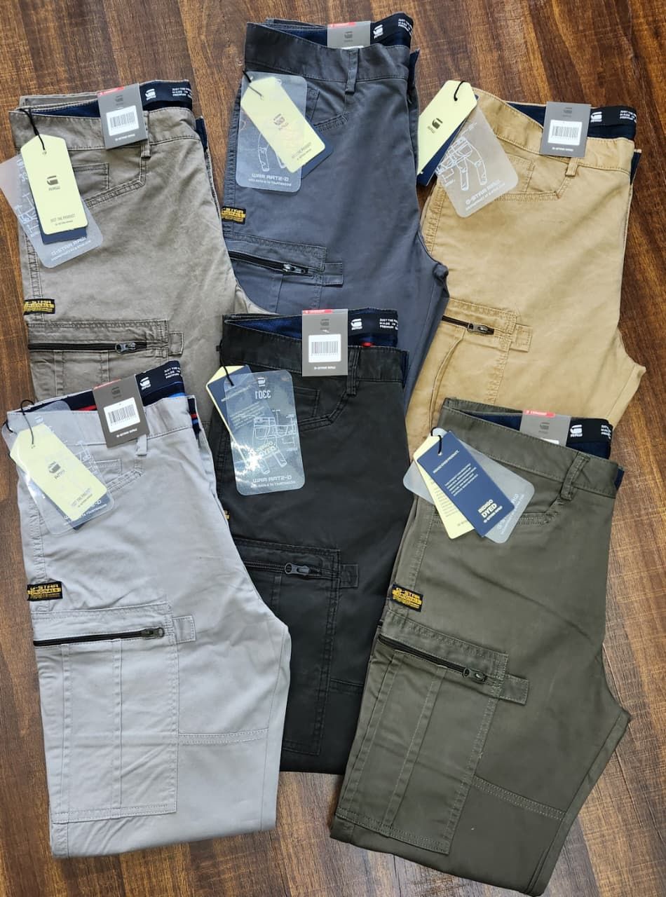 G Star Premium Quality Fabric Twill Leather Peach Lycra Men&#39;s Cargo Pant - 29 Pc
