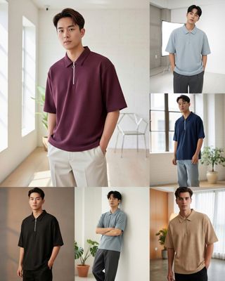 Zara Man Premium Quality Zipper Dropshoulder Men's T-shirt - 40 Pc