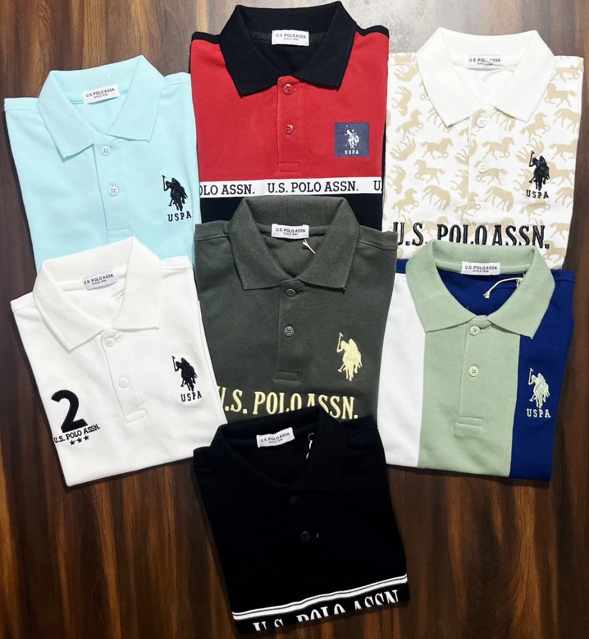 Us Polo Assn premium Quality Collar Neck Half Sleeve Men&#39;s T-shirt - 55 Pc