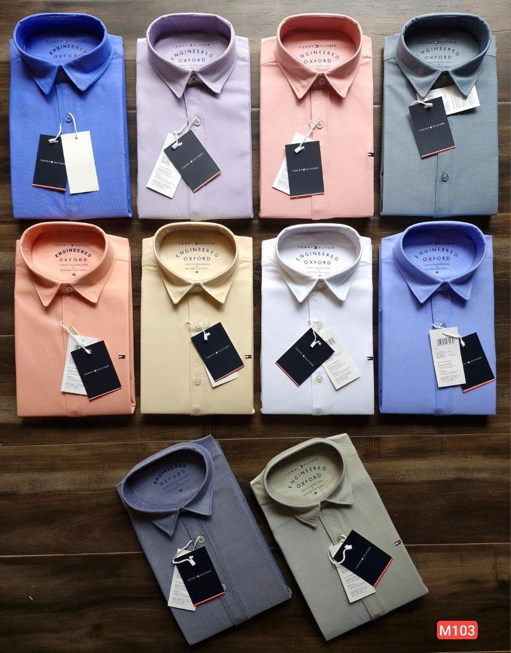 Tommy Hilfiger Premium Quality Cotton Oxford Plain Collar Neck Full Sleeve Men&#39;s Shirt - 42 Pc