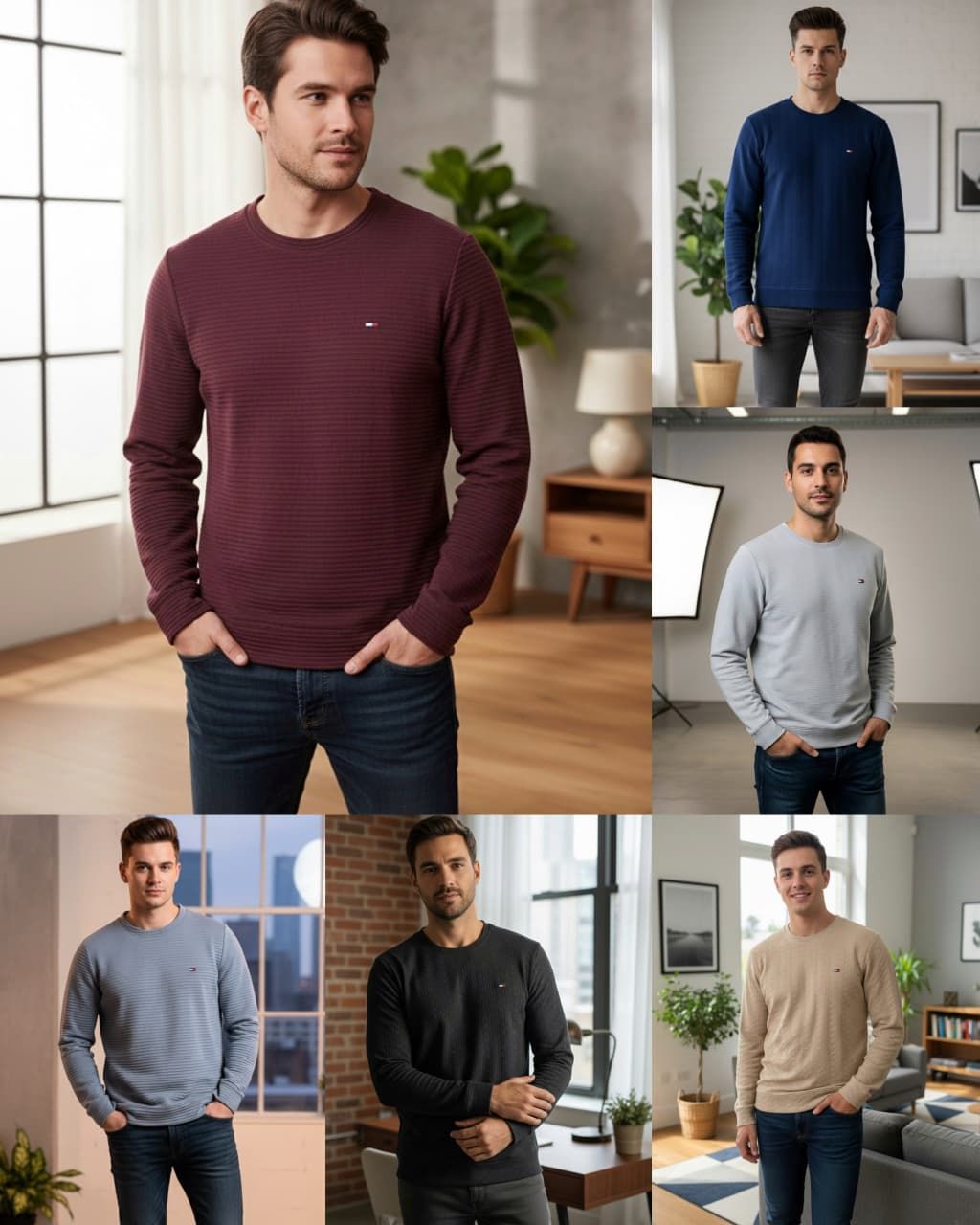 Tommy Hifiger Premium Quality  Round Neck Full Sleeve Men&#39;s T-shirt - 40 Pc