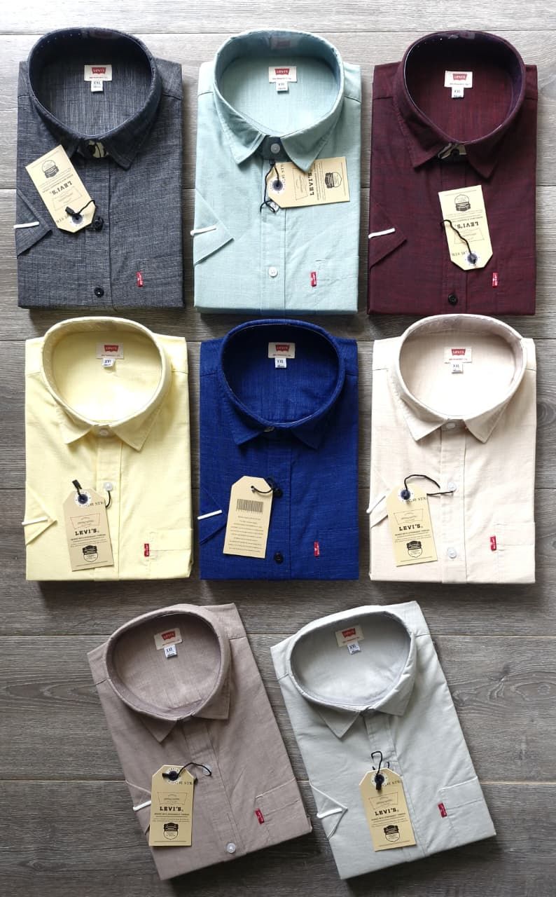 Levis Premium Quality ( Jumbo Size ) Linen Collar Neck Half Sleeve Men&#39;s Shirt - 35 Pc