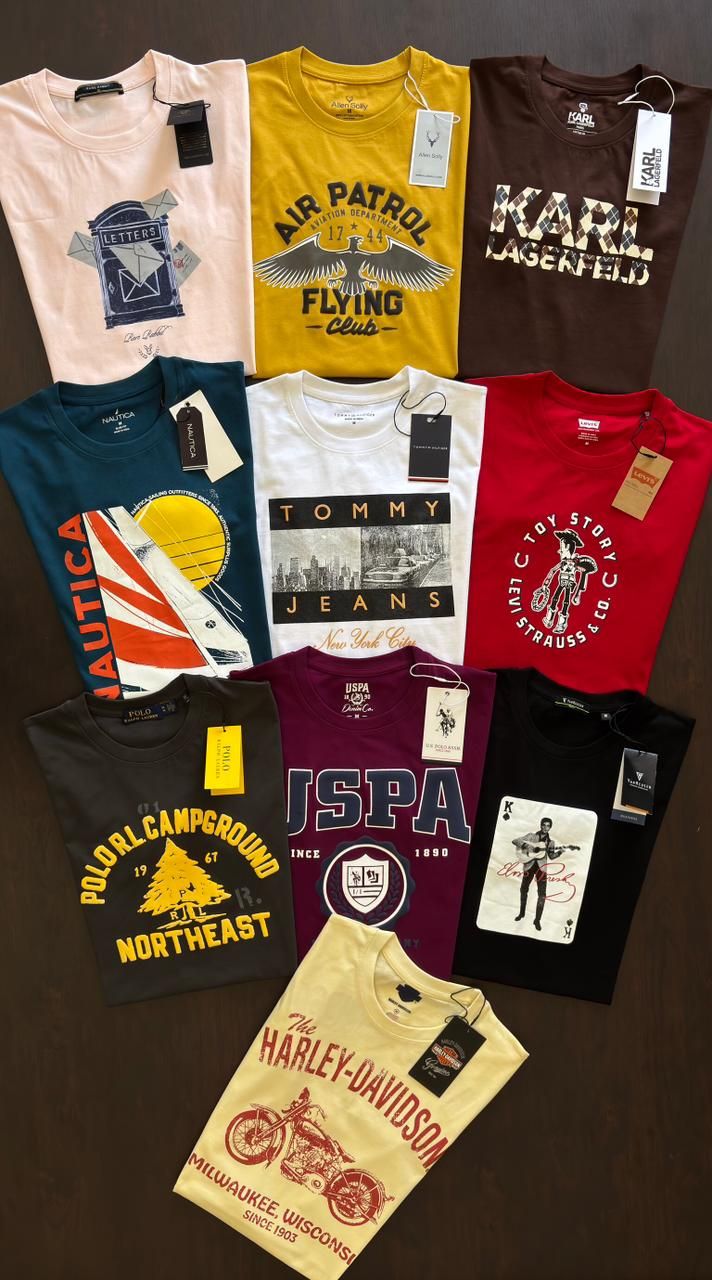 Multy Branded Premium Quality Round Neck Half Sleeve Men&#39;s T-shirt - 44 Pc