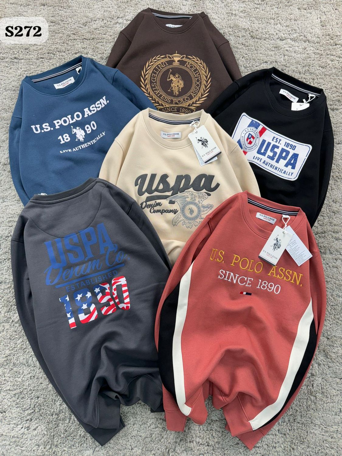 Us Polo Assn. Premium Quality Pure Cotton Round Neck Full Sleeve Men&#39;s Sweatshirt - 56 Pc