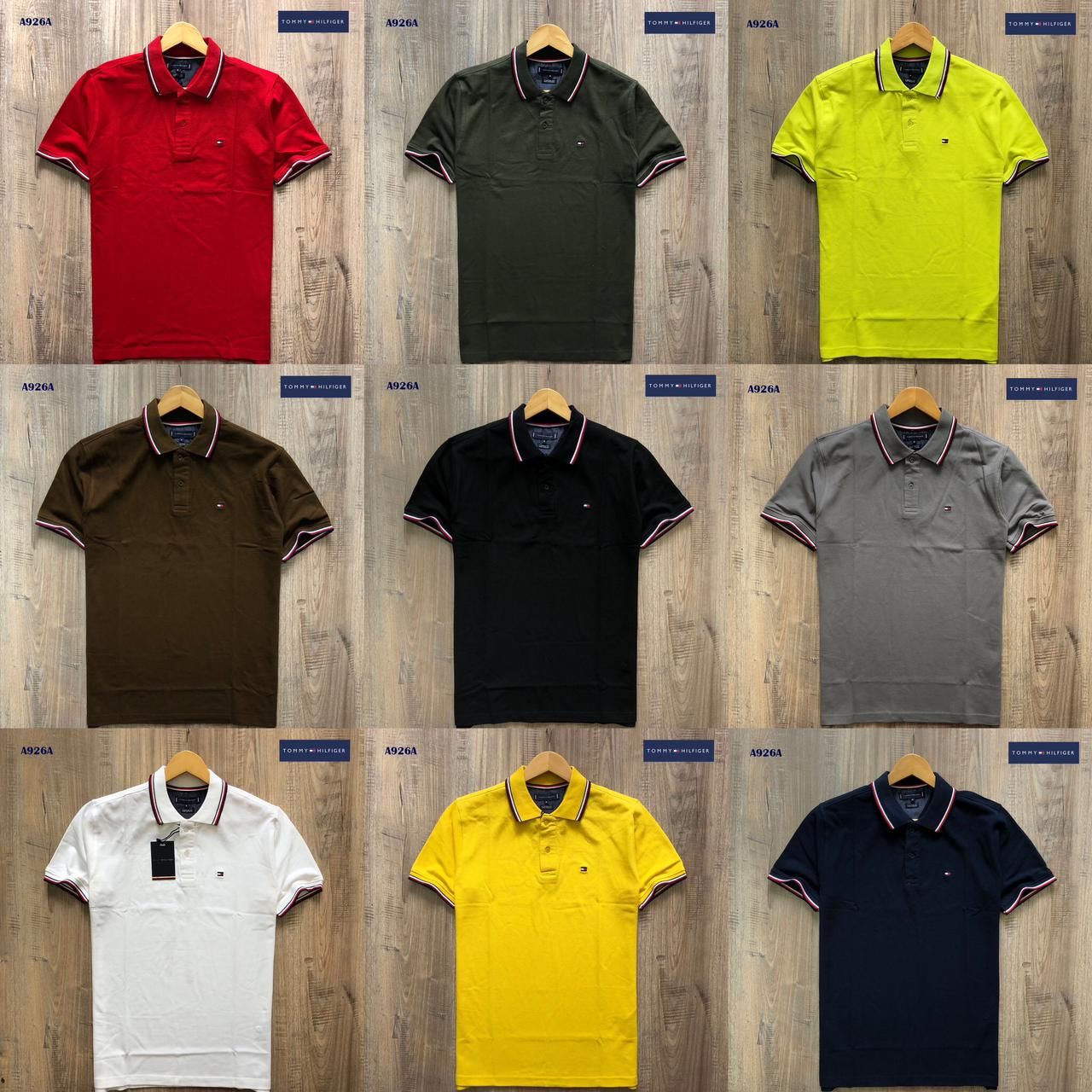 Tommy Hilfiger Premium Quality Cotton Collar Neck Half Sleeve Men&#39;s T-shirt - 58 Pc