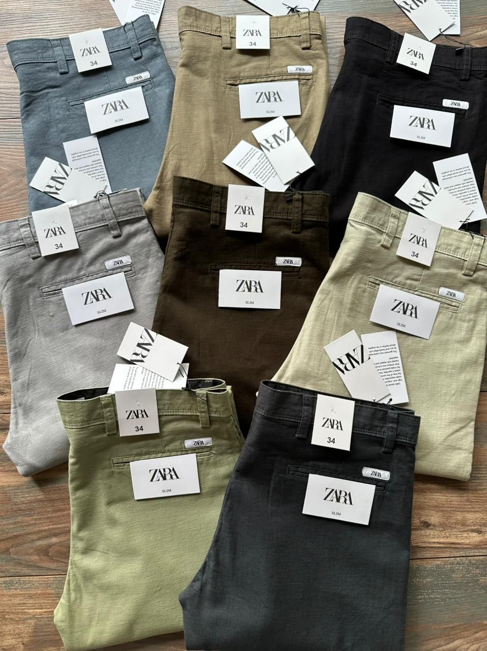 Zara Premium Quality Pure Linen Full Length Stretchable Men&#39;s Chinos - 58 Pc