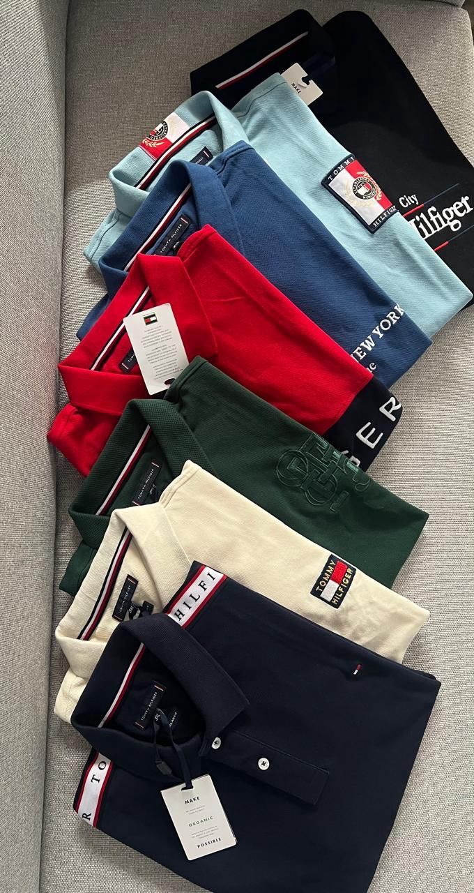 ​Tommy Hilfiger Premium Quality Cotton Collar Neck Half Sleeve Men&#39;s T-shirt - 37 Pc