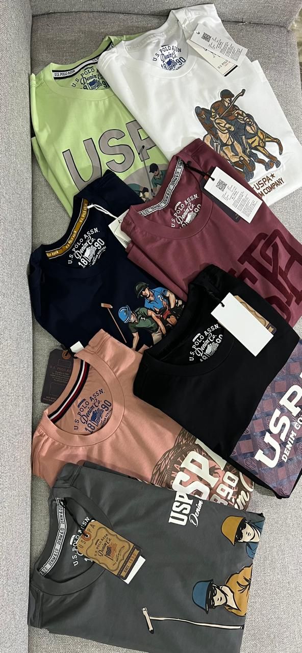 Us Polo Assn. Premium Quality Cotton Round Neck Half Sleeve Men&#39;s T-shirt - 52 Pc