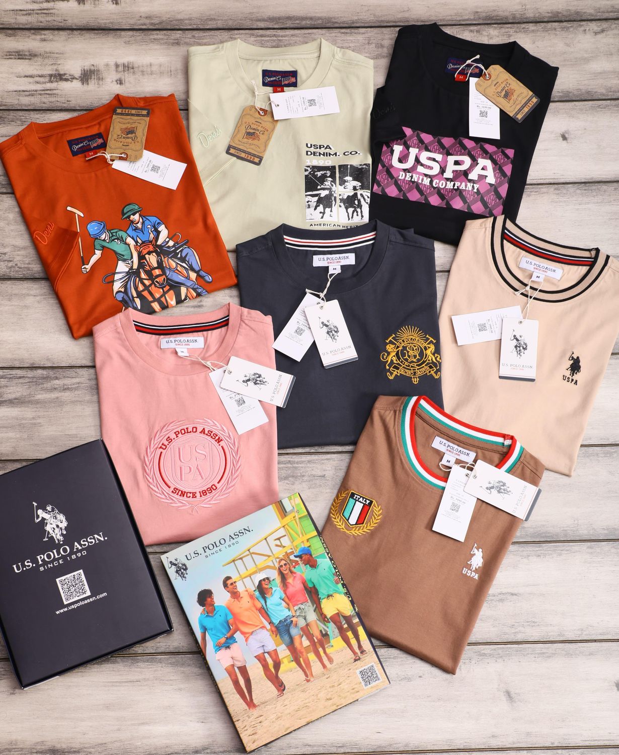 Us Polo ( Big Size ) Premium Quality Round Neck Half Sleeve Men's T-shirt - 46 Pc