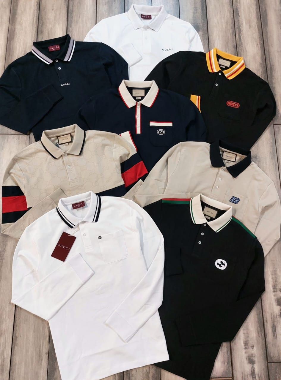 Gucci Premium Quality Collar Neck Full Sleev Men&#39;s T-shirt - 60 Pc