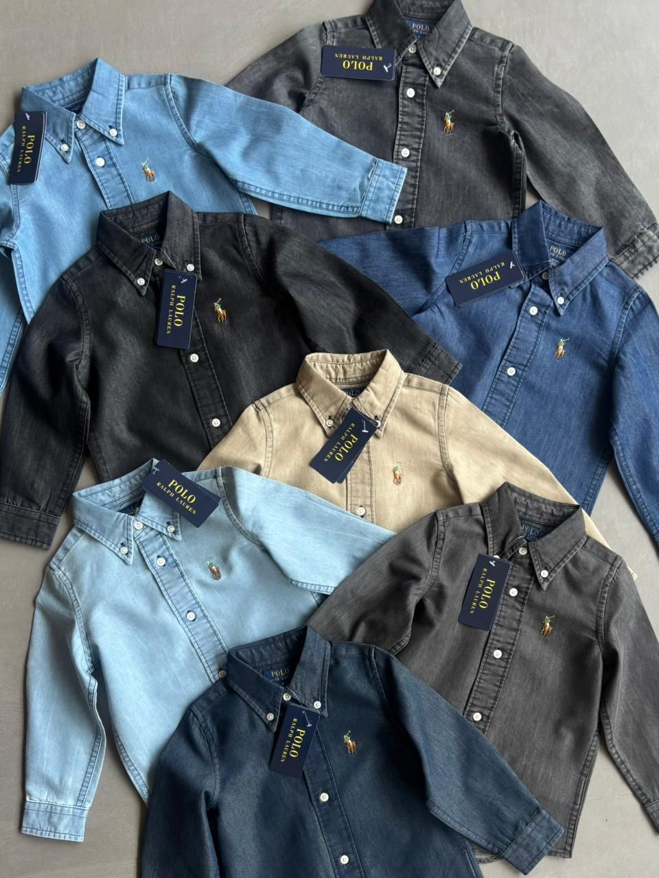 Ralph Lauren Premium Quality Collar Neck Full Sleeve Kids Denim shirts - 63 Pc