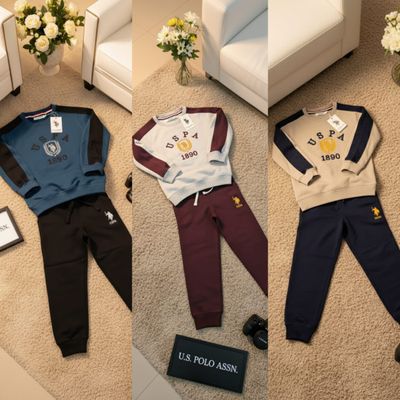 Us Polo Premium Quality Cotton Kids Round Neck Full Sleeve T-shirt &amp; Pant set - 50 Set