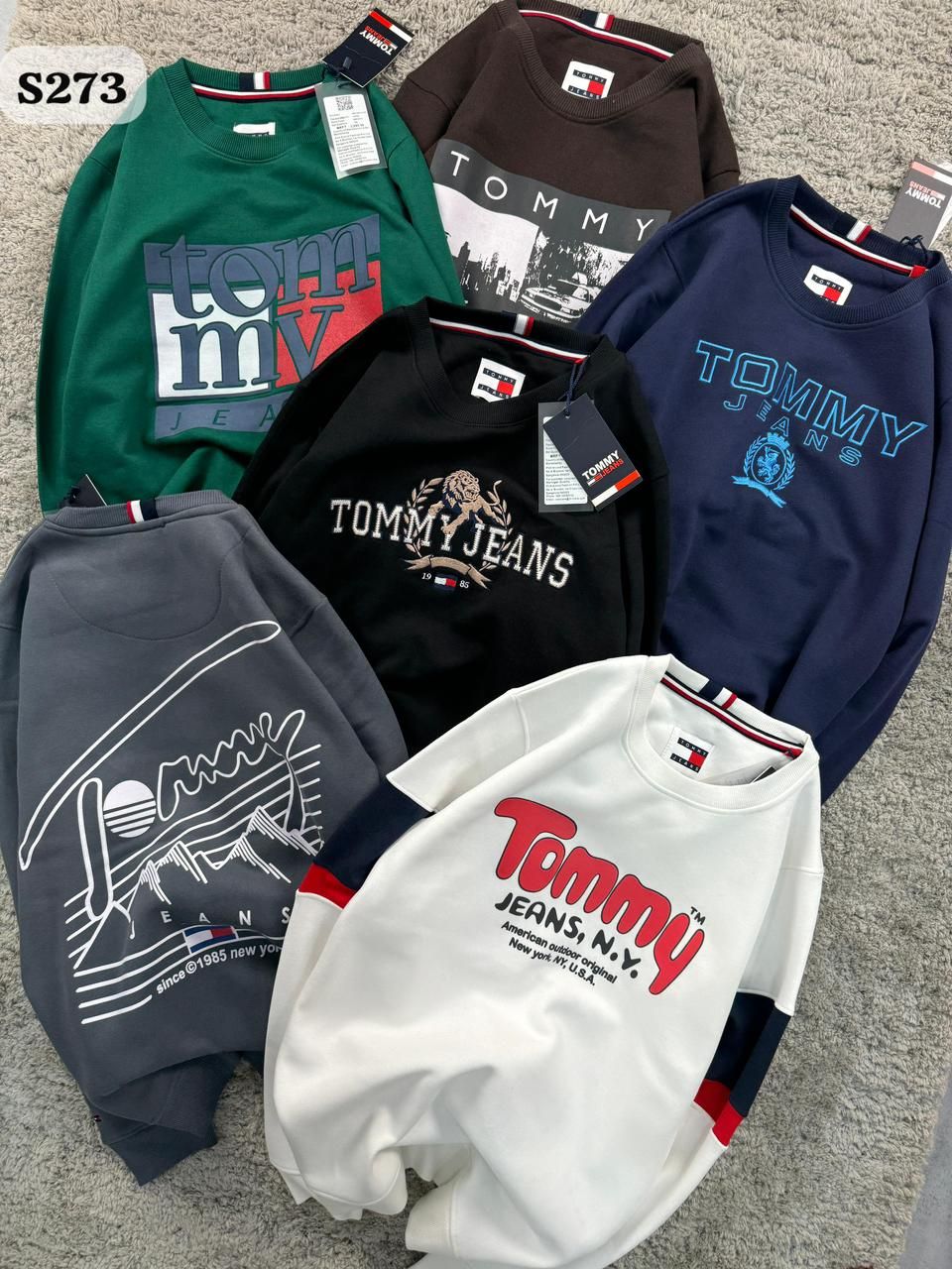 Tommy Jeans. Premium Quality Pure Cotton Round Neck Full Sleeve Men&#39;s T-shirt - 56 Pc