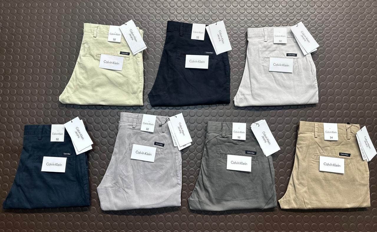 Calvin Klein Premium Quality Slim Fit Lycra Full Length Men&#39;s Chinos - 65 Pc