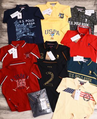 Us Polo Assn. Premium Quality Collar Neck Half Sleeve Girls &amp; Boys Kid's Polo T-shirt - 54 Pc
