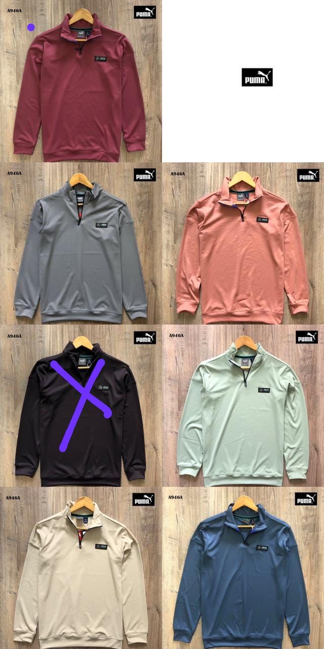 Puma Premium Quality Lycra Collar Neck Full Sleeve Men&#39;s T-shirt - 28 Pc