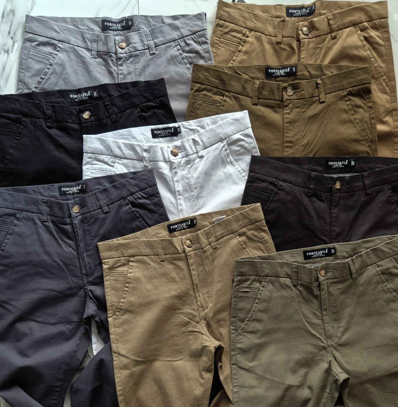 Portcastle Premium Quality Cotton Linen Ankel Lenth Men&#39;s Chinos - 72 Pc