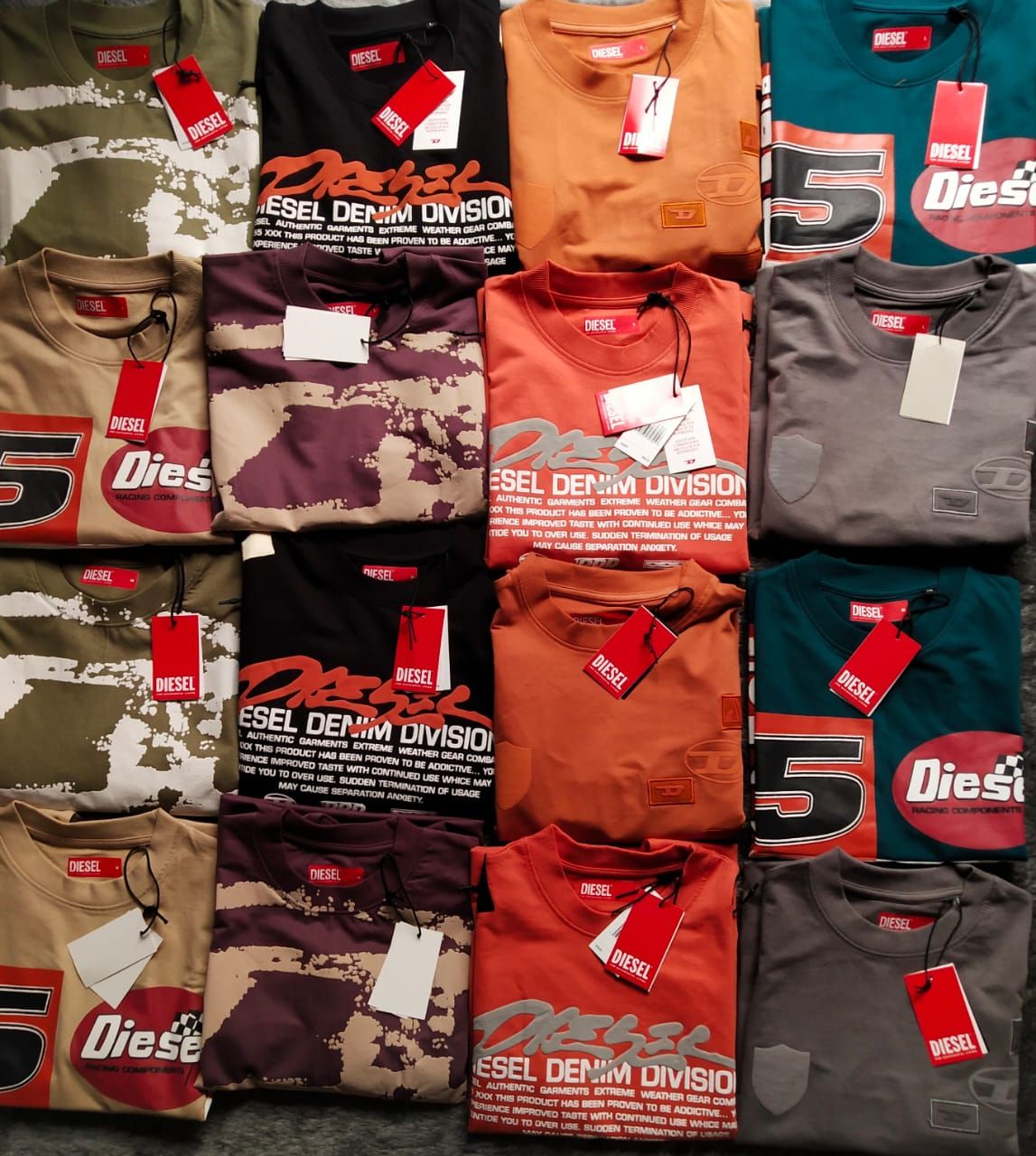 DIESEL Premium Quality Cotton Oversized Dropshoulder Round Neck Half Sleeve Men&#39;s T-shirt - 36 Pc