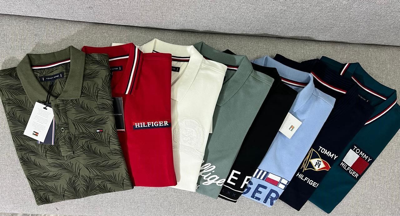 ​Tommy hilfiger Premium Quality Cotton Collar Neck Half Sleeve Men&#39;s T-shirt - 60 Pc