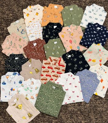 Ralph Lauren Premium Quality Muslin Cotton Kids Collar Nack Half Sleeve Shirt &amp; Shorts Kids Co-ord Set - 80 Set