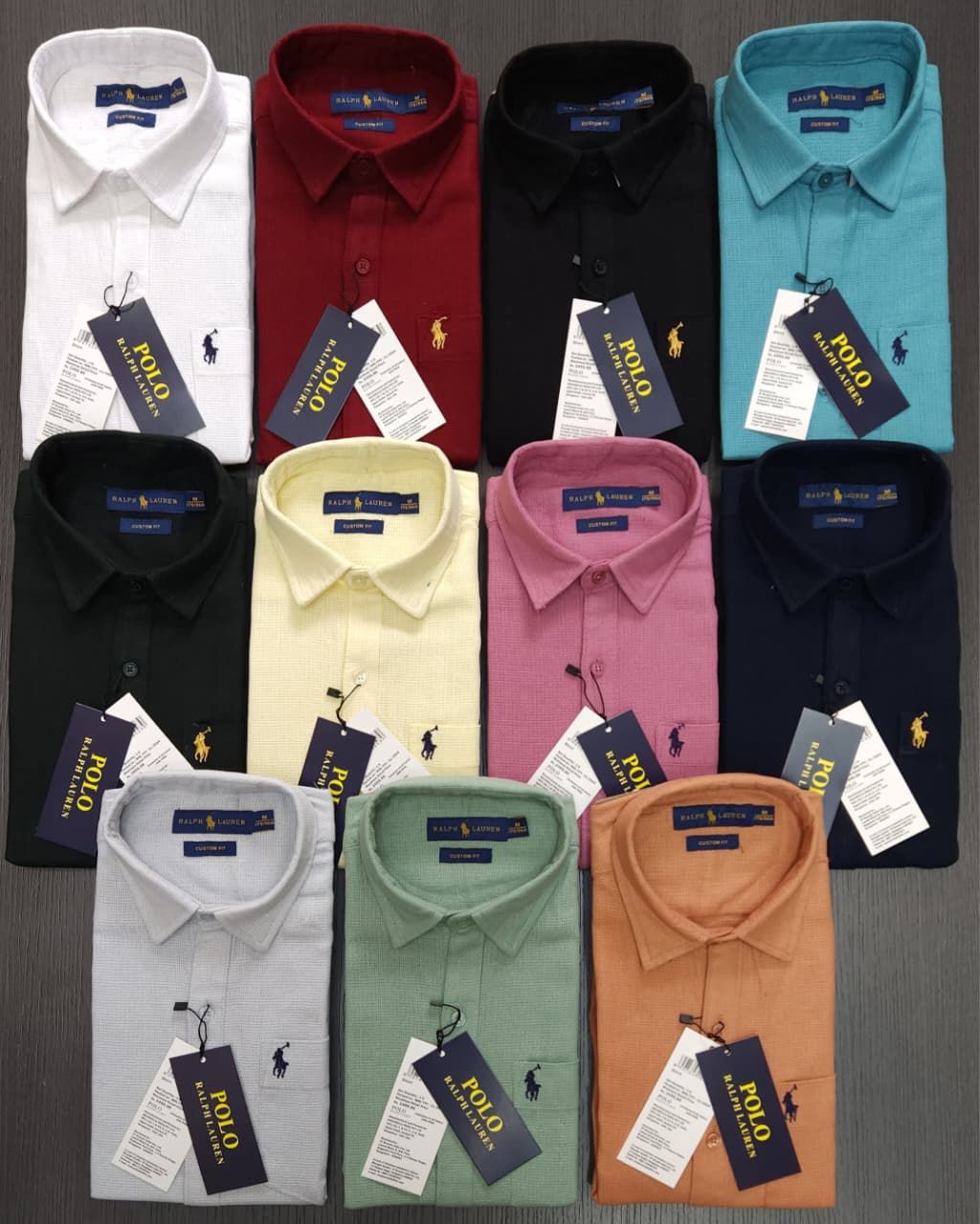 Ralph Lauren Premium Quality Linen Collar Neck Full Sleeve Men&#39;s Shirt - 48 Pc