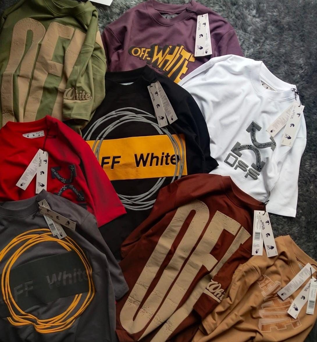 Off White Premium Quality Cotton Oversized Dropshoulder Round Neck Half Sleeve Men&#39;s T-shirt -  35 Pc