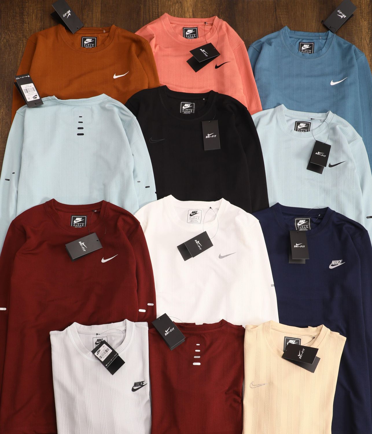 Nike Premium Quality Lycra Round Neck Full Sleeve Men&#39;s T-shirt - 43 Pc
