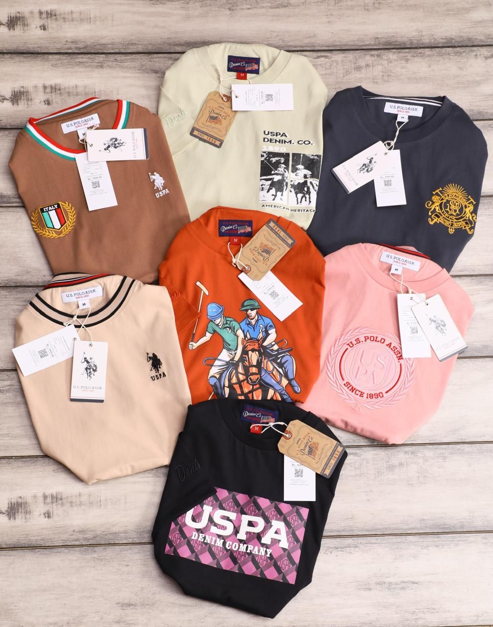 Us Polo Assn. Premium Quality Cotton Round Neck Half Sleeve Men&#39;s T-shirt - 42 Pc