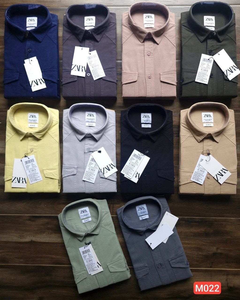 Zara Premium Quality Cotton Collar Neck Full Sleeve Double Pocket Men&#39;s Shirt - 42 Pc