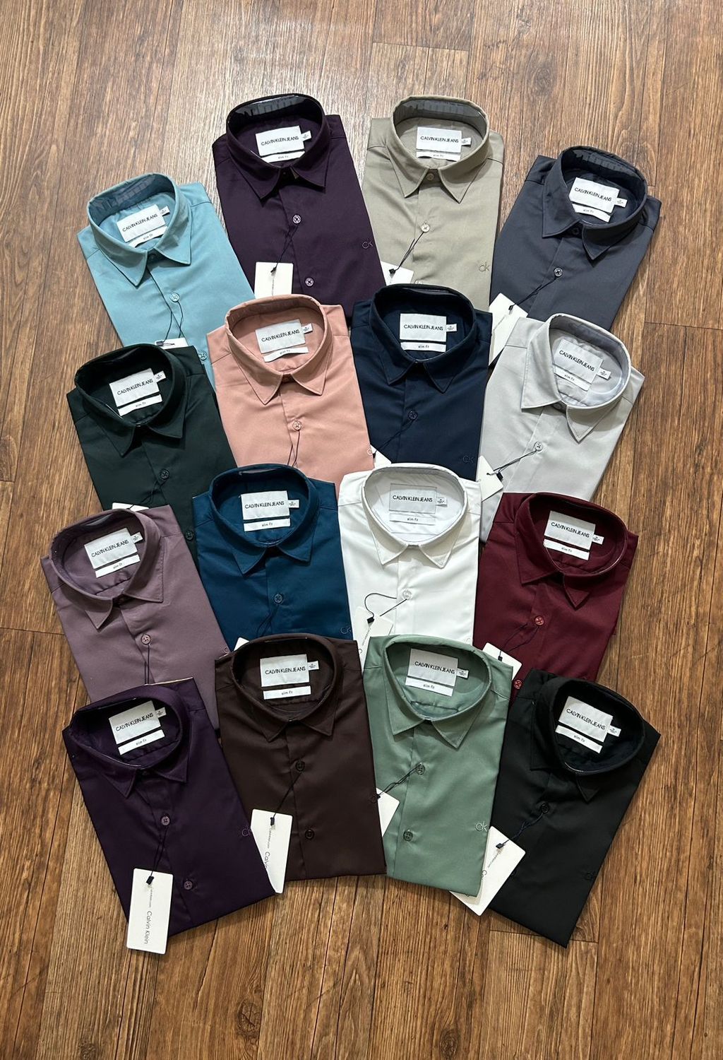 Calvin Klein Premium Quality Satin Plain Collar Neck Full Sleeve Men&#39;s Shirt - 70 Pc