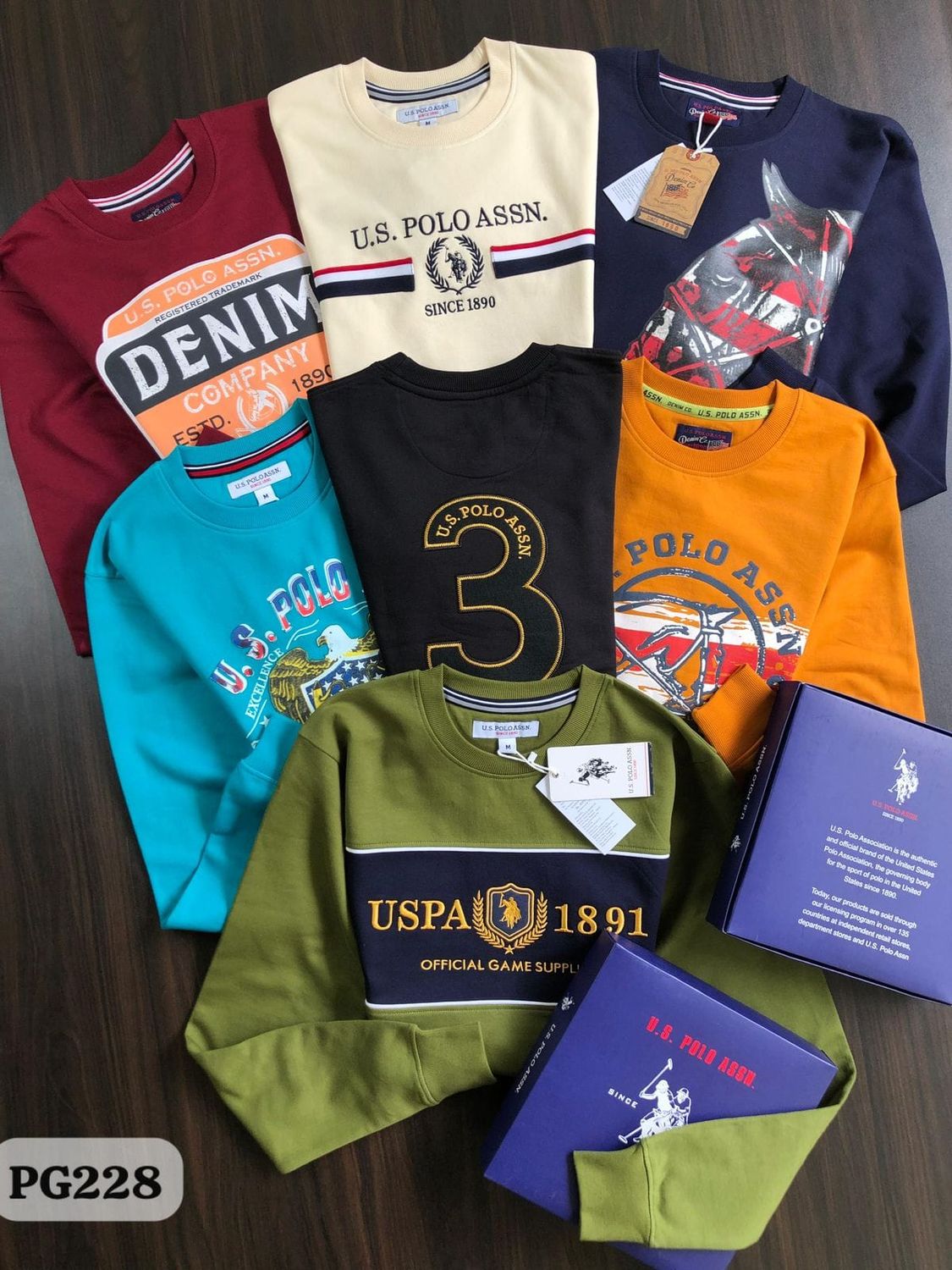 Us Polo Assn. Premium Quality Cotton Round Neck Full Sleeve Men&#39;s Pullovers - 62 Pc