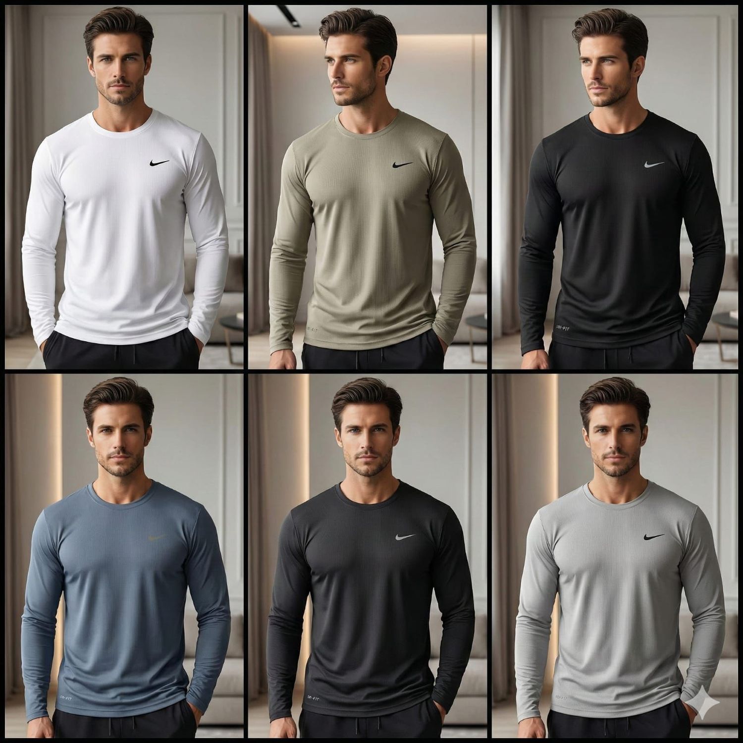 Nike Premium Quality Round Neck Full Sleeve Men's T-shirt - 56 Pc
