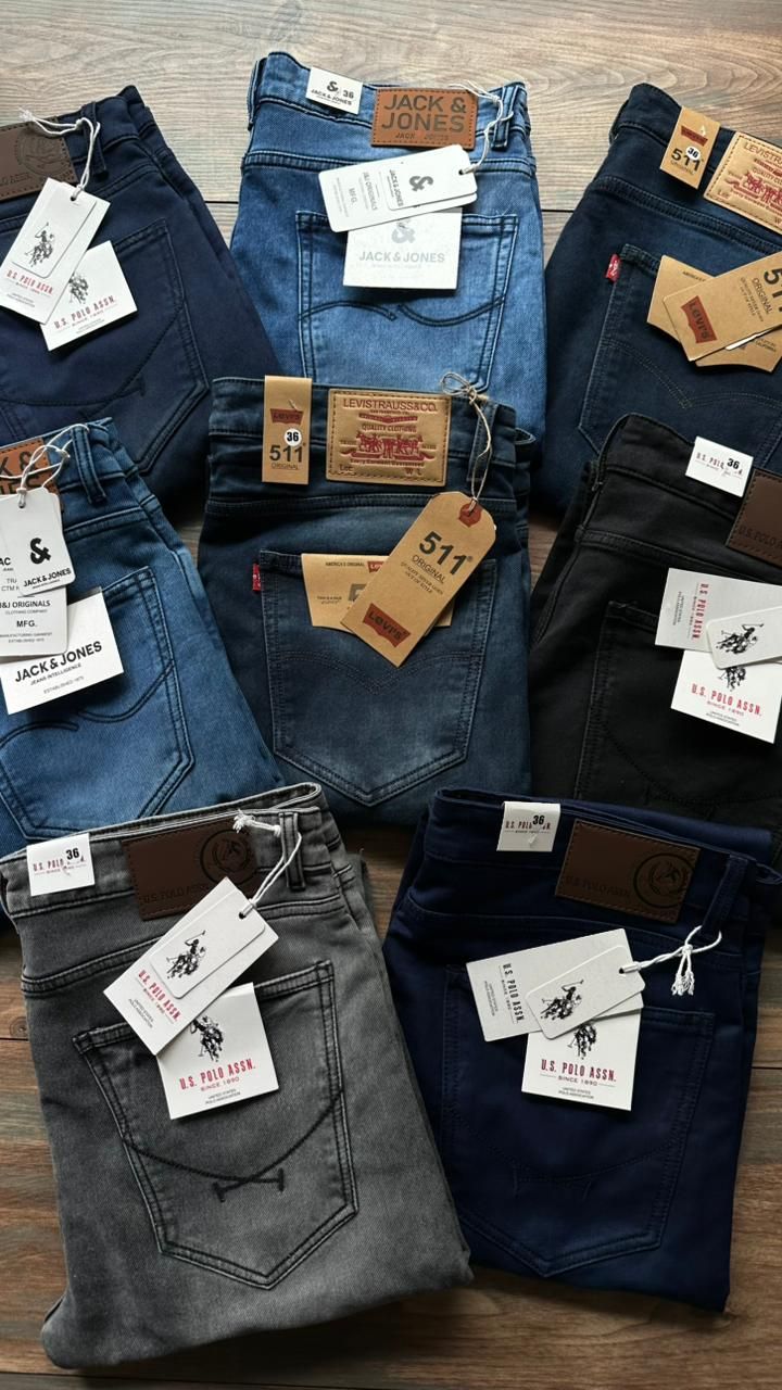 Multy Branded (Big Size) High Gsm Cotton Knitted Stretchable Denim Fabric Full Length Men&#39;s Denim Jeans - 62 Pc