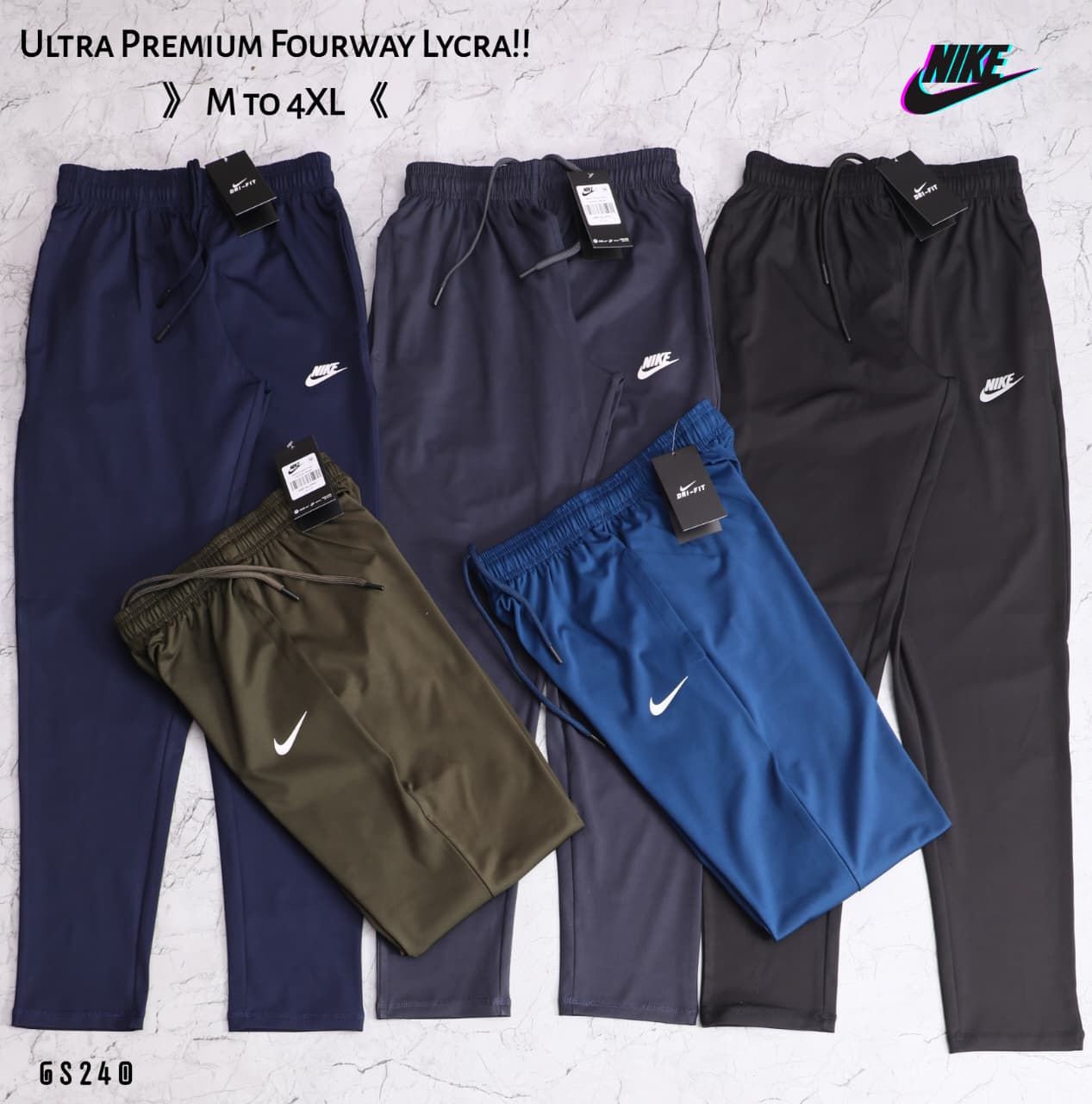 Nike Premium Quality High End Imported UltraSoft Fourway Lycra Men&#39;s Tracks - 34 Pc