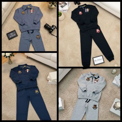 Ralph Luren Premium Quality Cotton Hi Neck Zipper Jecket And Track Pant Kids Co-ord Set - 44 Set