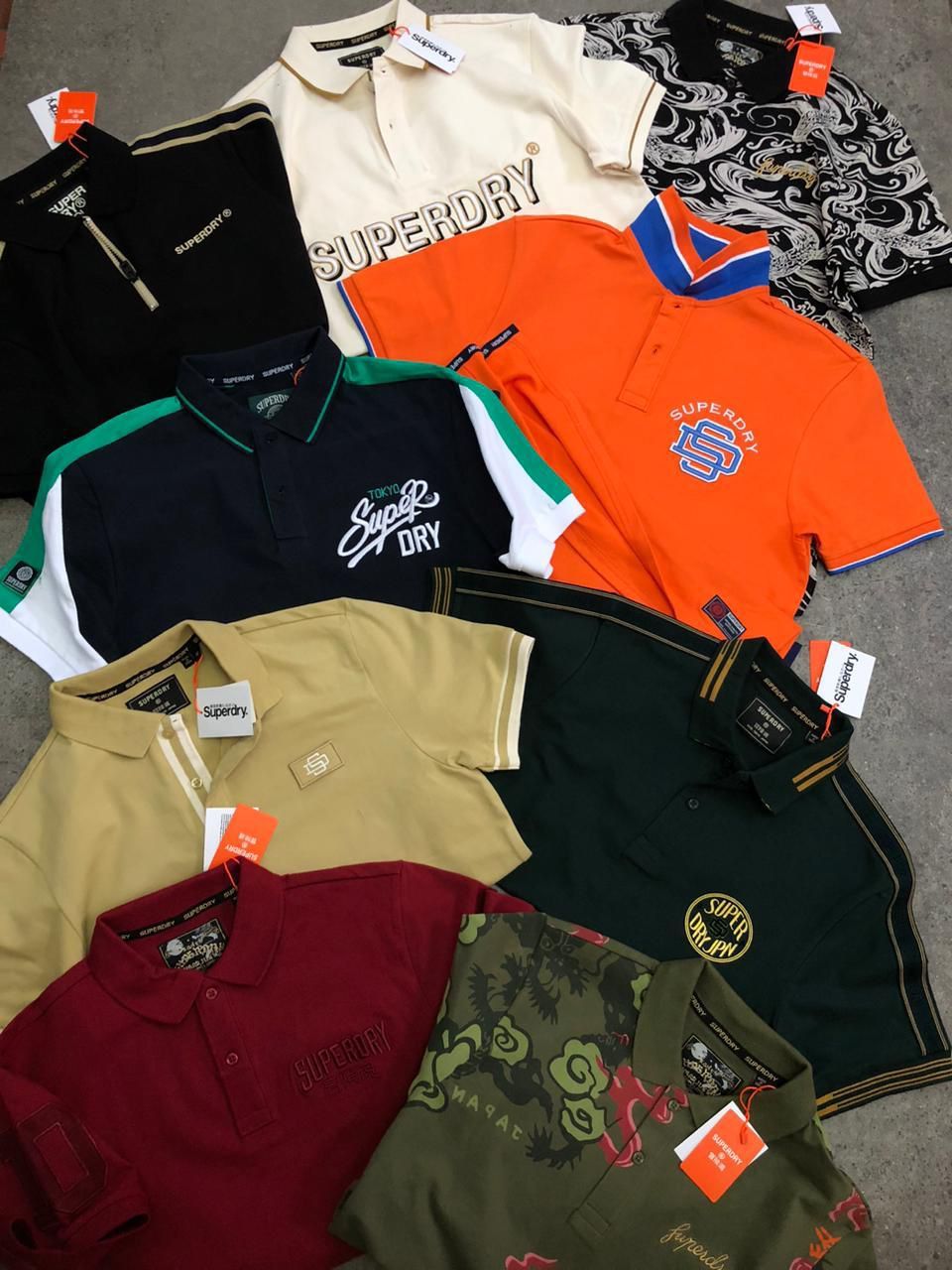 ​Superdry Premium Quality Lycra Collar Neck Half Sleeve Men&#39;s T-shirt - 75 Pc